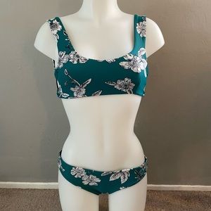 Full Tilt  Teal Floral Swim Suit Set - M